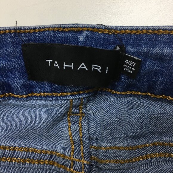 TAHARI Medium/Light Wash Fit Solution CHLOE 5 Pocket Logo Hardware Jeans - Picture 2 of 12